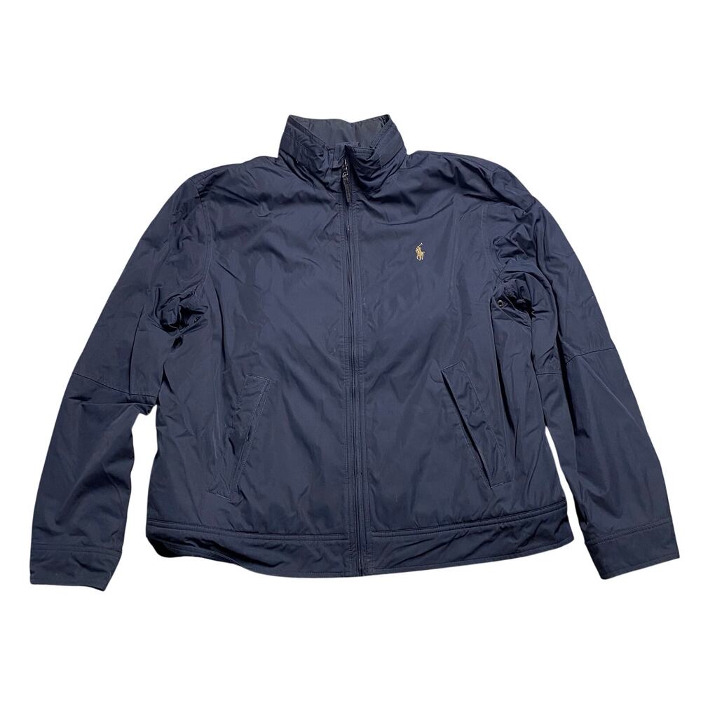 Vintage Polo Ralph Lauren Navy Blue Full Zip Hooded Puffer Jacket Mens Large